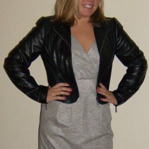 INC cropped faux leather moto jacket